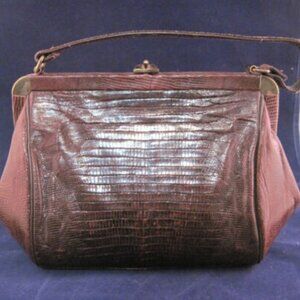Vintage Alligator Handbag Purse Gold Toned Clasp 30's 40's Evening Bag